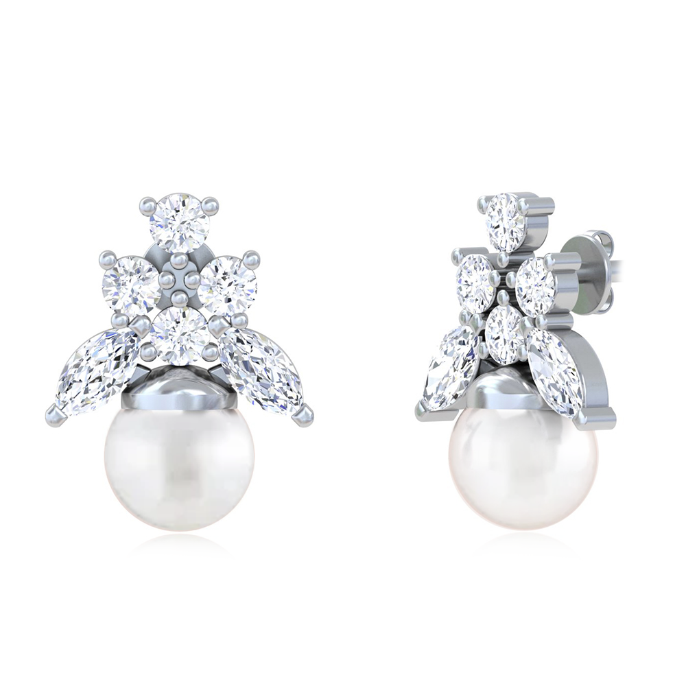 Unniyarcha 925 Pure Silver white pearl floral Earrings