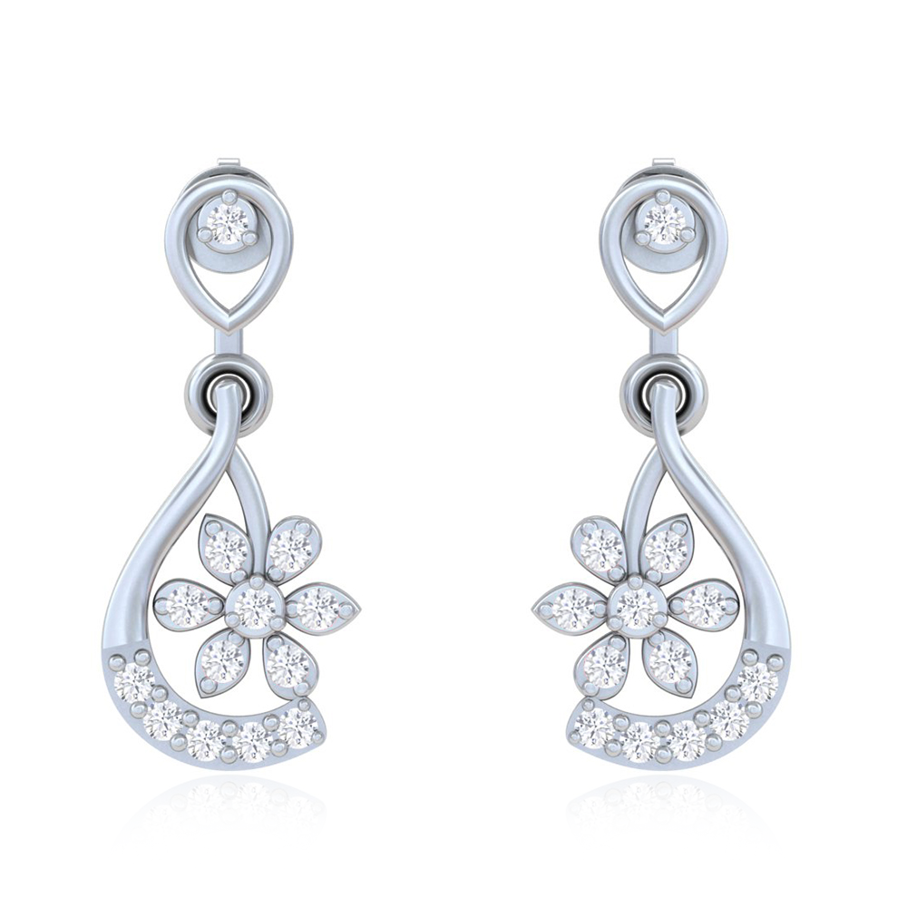 Unniyarcha 925 Pure Silver White Drop Floral Earrings
