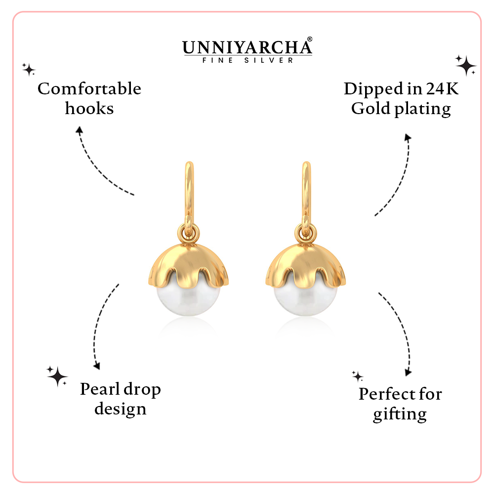 Unniyarcha 925 Pure Silver Pearl Earrings