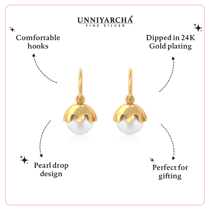 Unniyarcha 925 Pure Silver Pearl Earrings