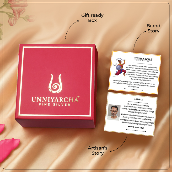 Unniyarcha 925 Pure Silver Red Drop Pearl Stud Earrings