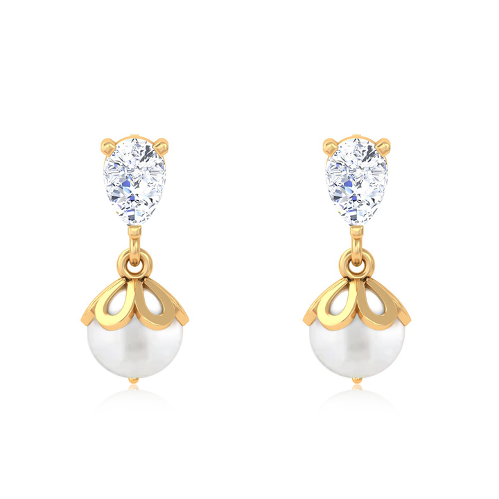 Unniyarcha 925 Pure Silver Falling Pearl Earrings