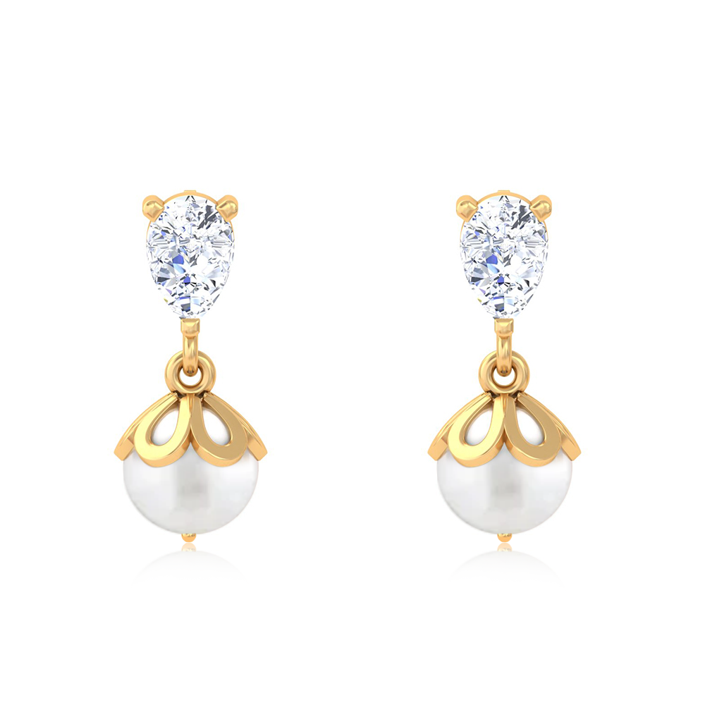 Unniyarcha 925 Pure Silver Falling Pearl Earrings