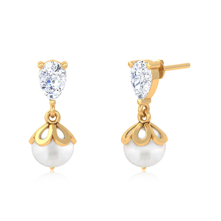 Unniyarcha 925 Pure Silver Falling Pearl Earrings