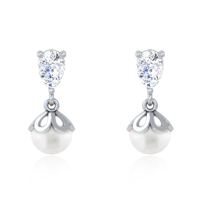 Unniyarcha 925 Pure Silver White Falling Pearl Earrings