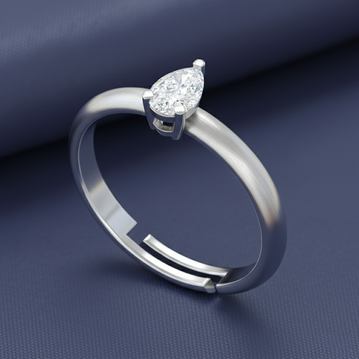 Unniyarcha 925 Pure Silver Pear Drop Ring