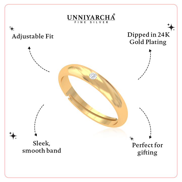 Unniyarcha 925 Pure Silver Minimal Solitaire Band Ring