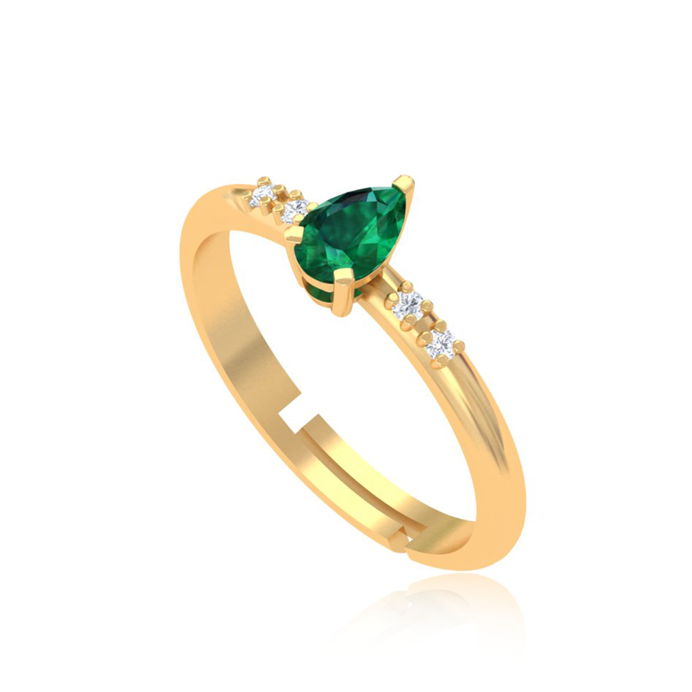 Unniyarcha 925 Pure Silver Green Pear Drop Ring