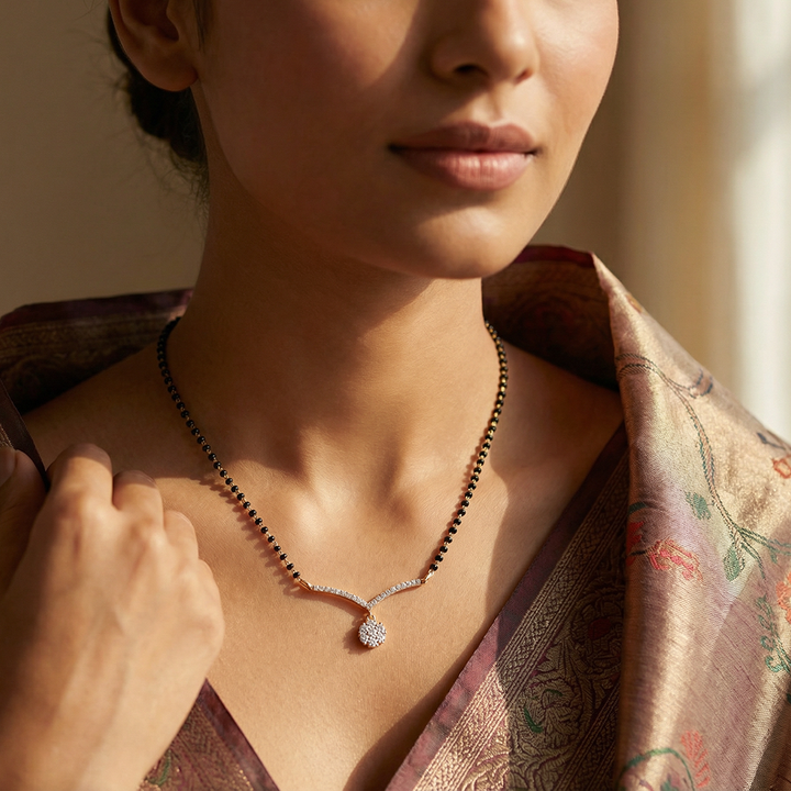 Unniyarcha 925 Pure Silver Saanjh Drop Mangalsutra