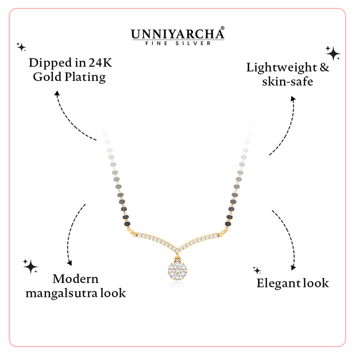 Unniyarcha 925 Pure Silver Saanjh Drop Mangalsutra