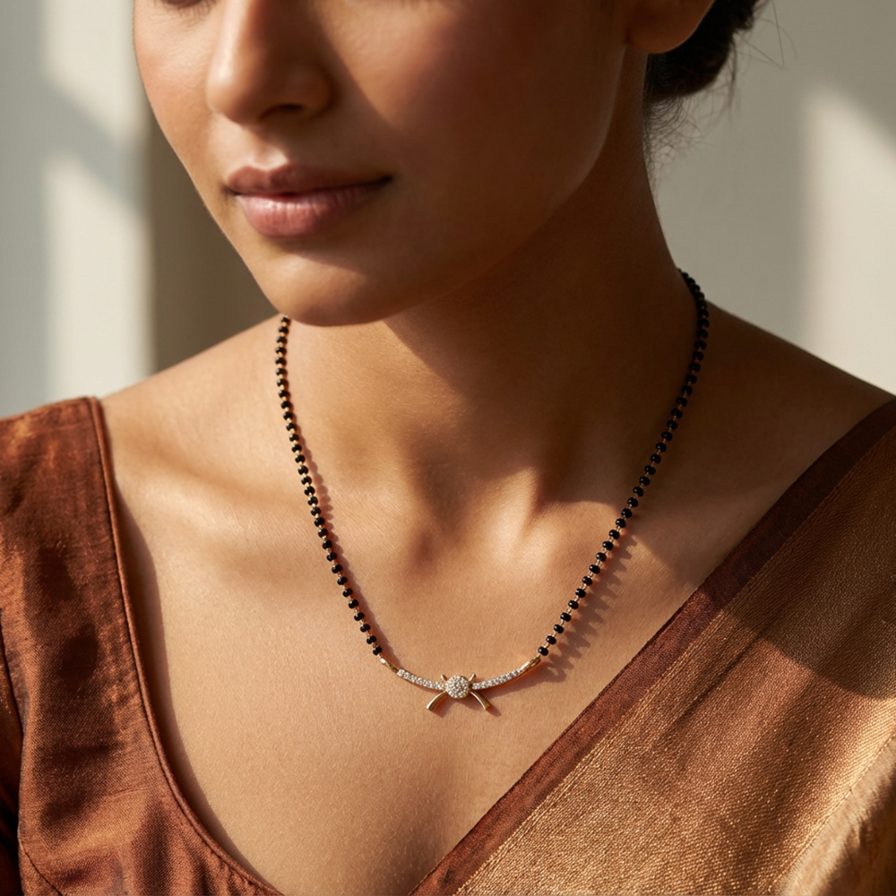 Unniyarcha 925 Pure Silver Modern Arc Mangalsutra Necklace