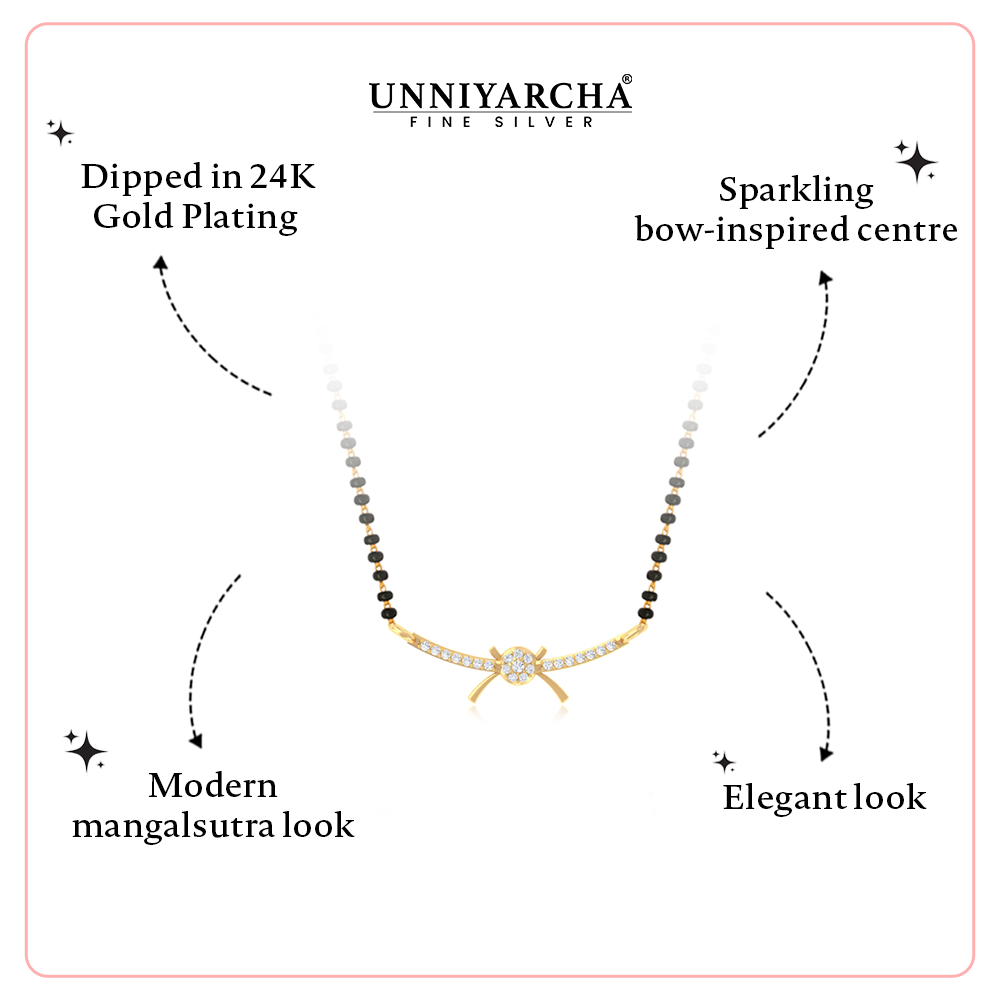 Unniyarcha 925 Pure Silver Modern Arc Mangalsutra Necklace