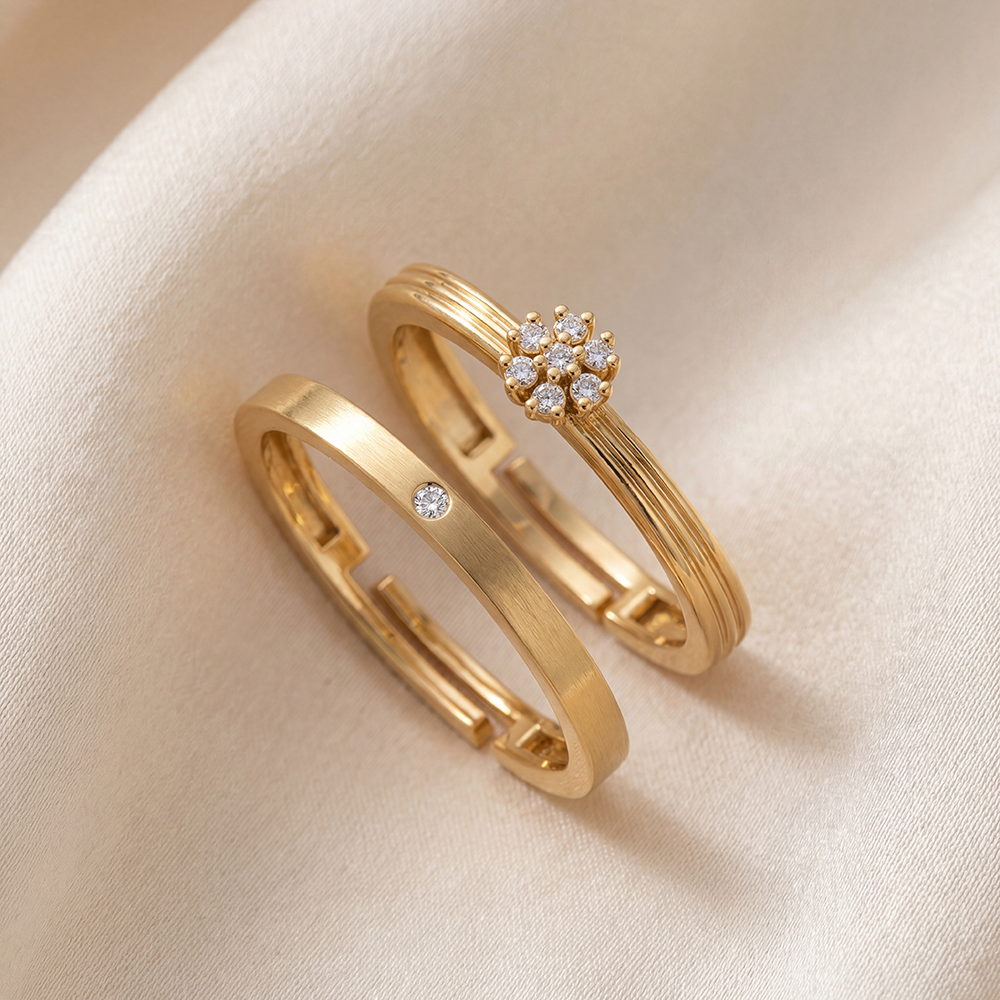 Unniyarcha 925 Pure Silver Serene Spark Couple Rings