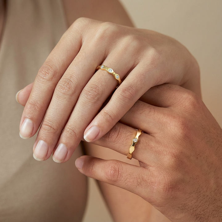 Unniyarcha 925 Pure Silver Wave Promise Rings