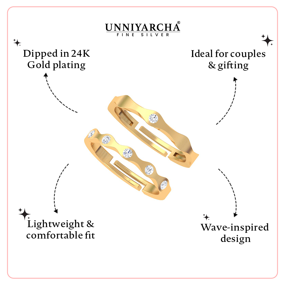 Unniyarcha 925 Pure Silver Wave Promise Rings