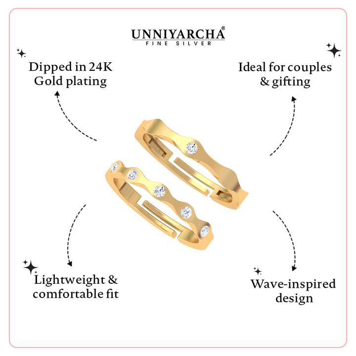 Unniyarcha 925 Pure Silver Wave Promise Rings