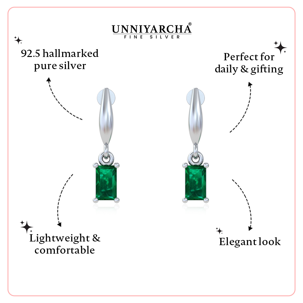 Unniyarcha 925 Pure Silver Green stone earring