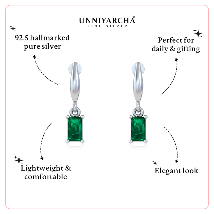 Unniyarcha 925 Pure Silver Green stone earring