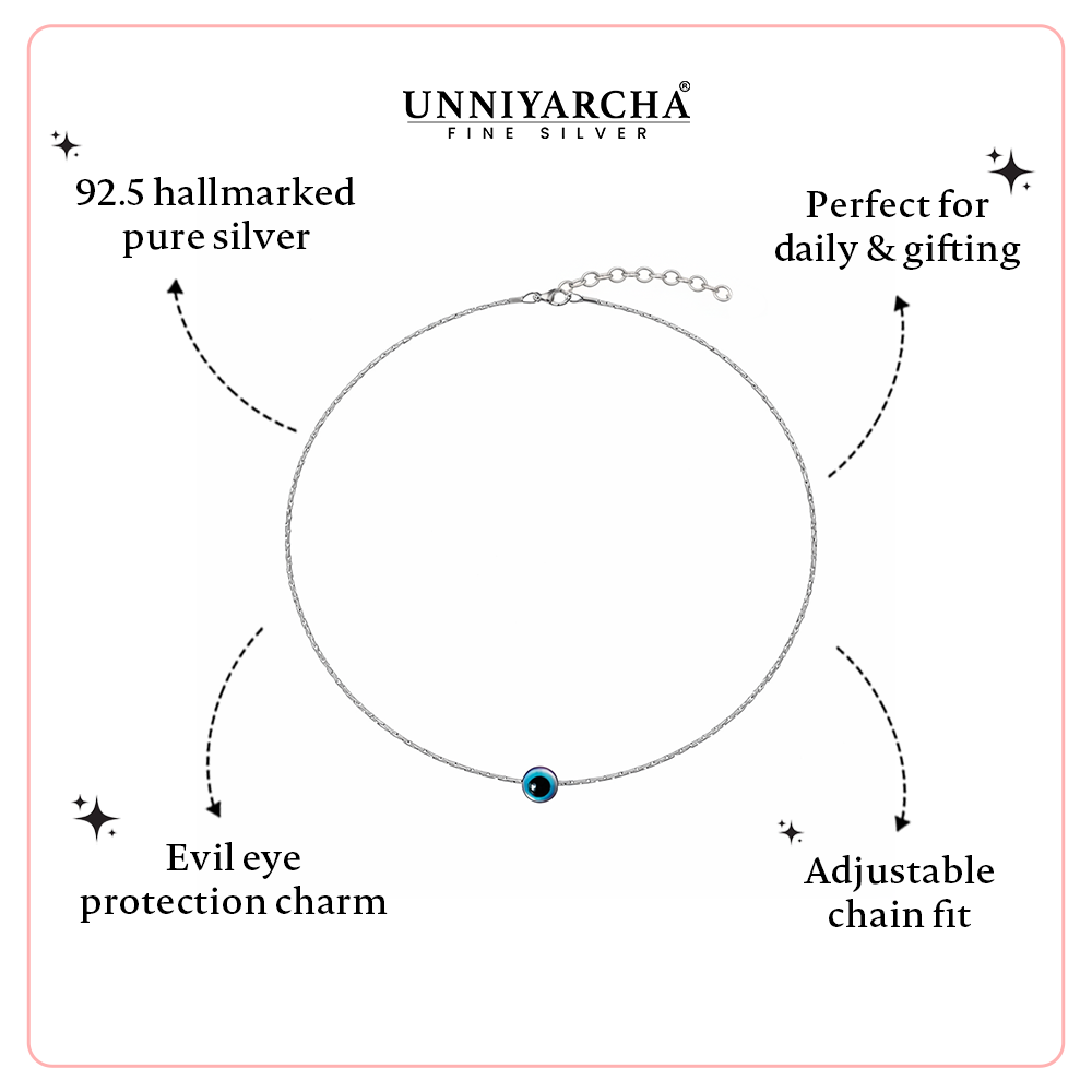 Unniyarcha 925 Pure Silver Evil eye anklet
