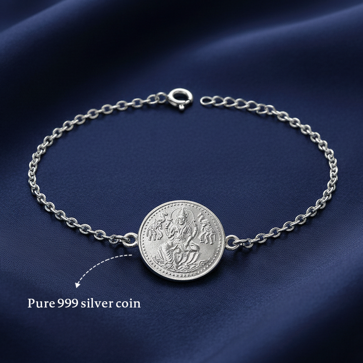 Pure 999 Silver Lakshmi Coin bracelet