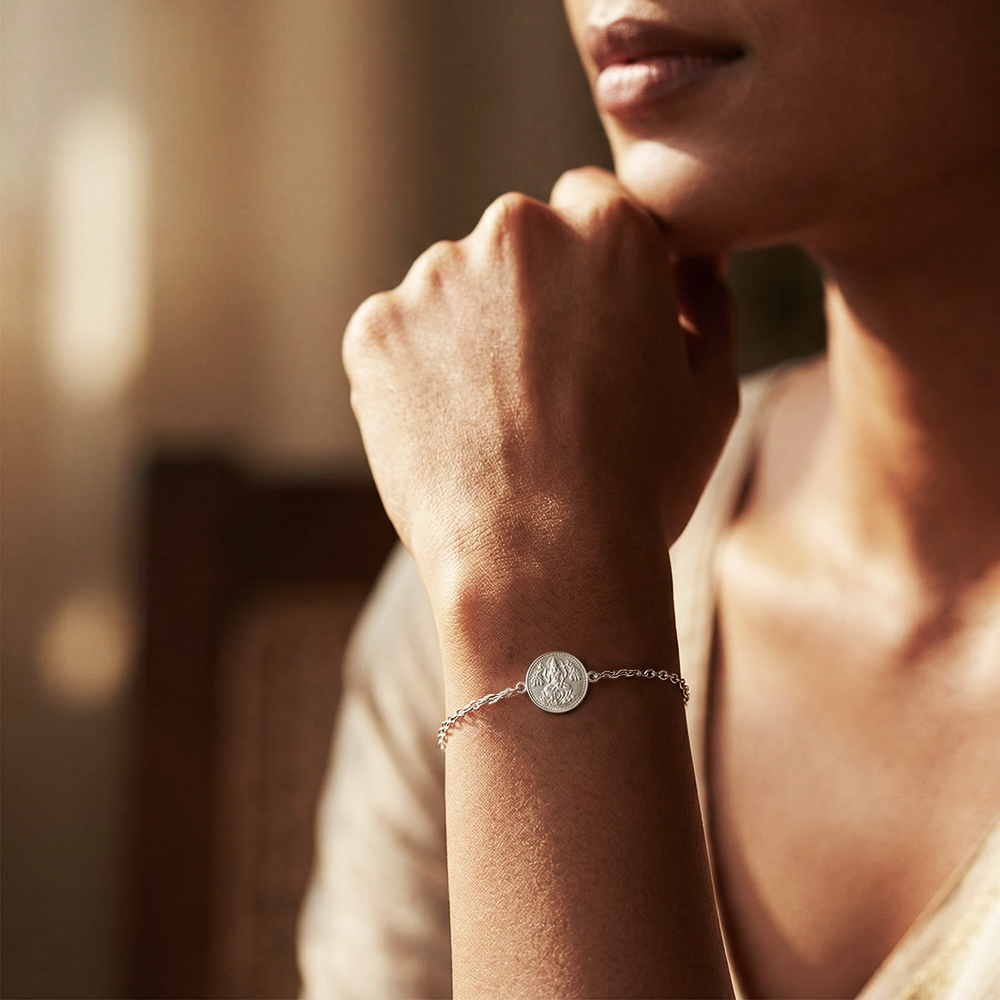 Pure 999 Silver Lakshmi Coin bracelet