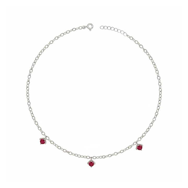Unniyarcha 925 Pure Silver Red Zircon Anklet