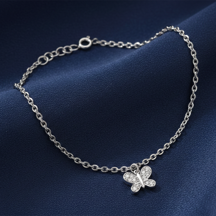 Unniyarcha 925 Pure Silver Butterfly Anklet