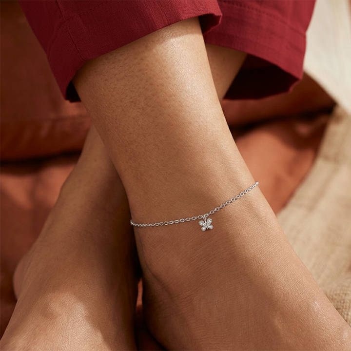 Unniyarcha 925 Pure Silver Butterfly Anklet