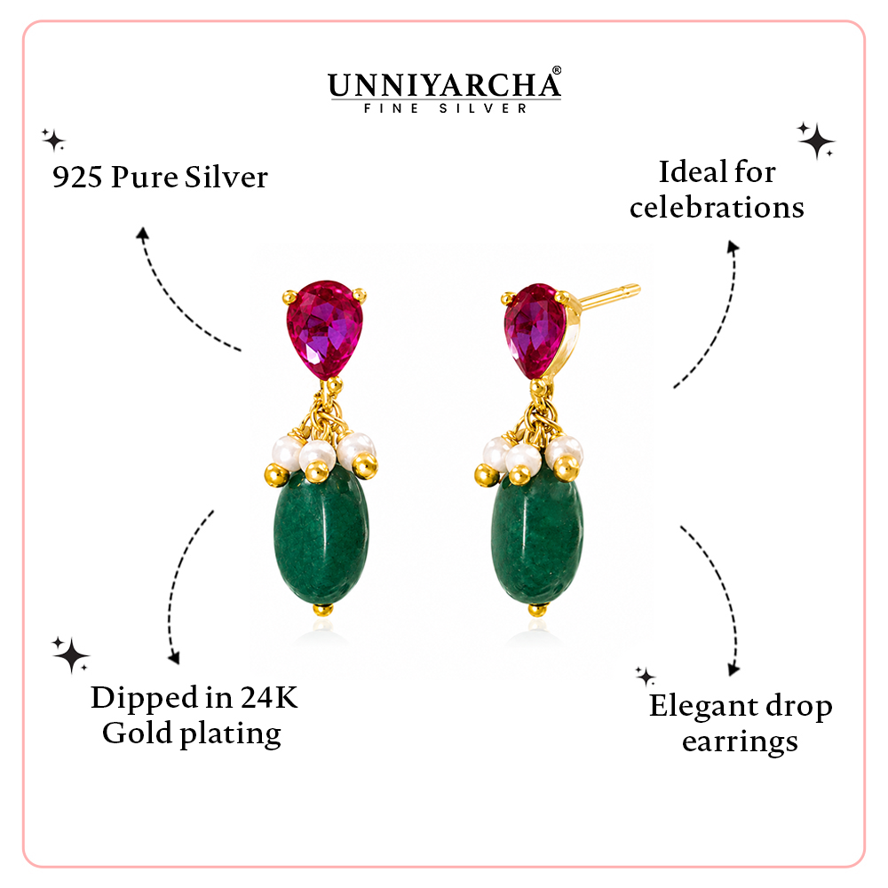 Unniyarcha Crimson Pearl Drop Earrings