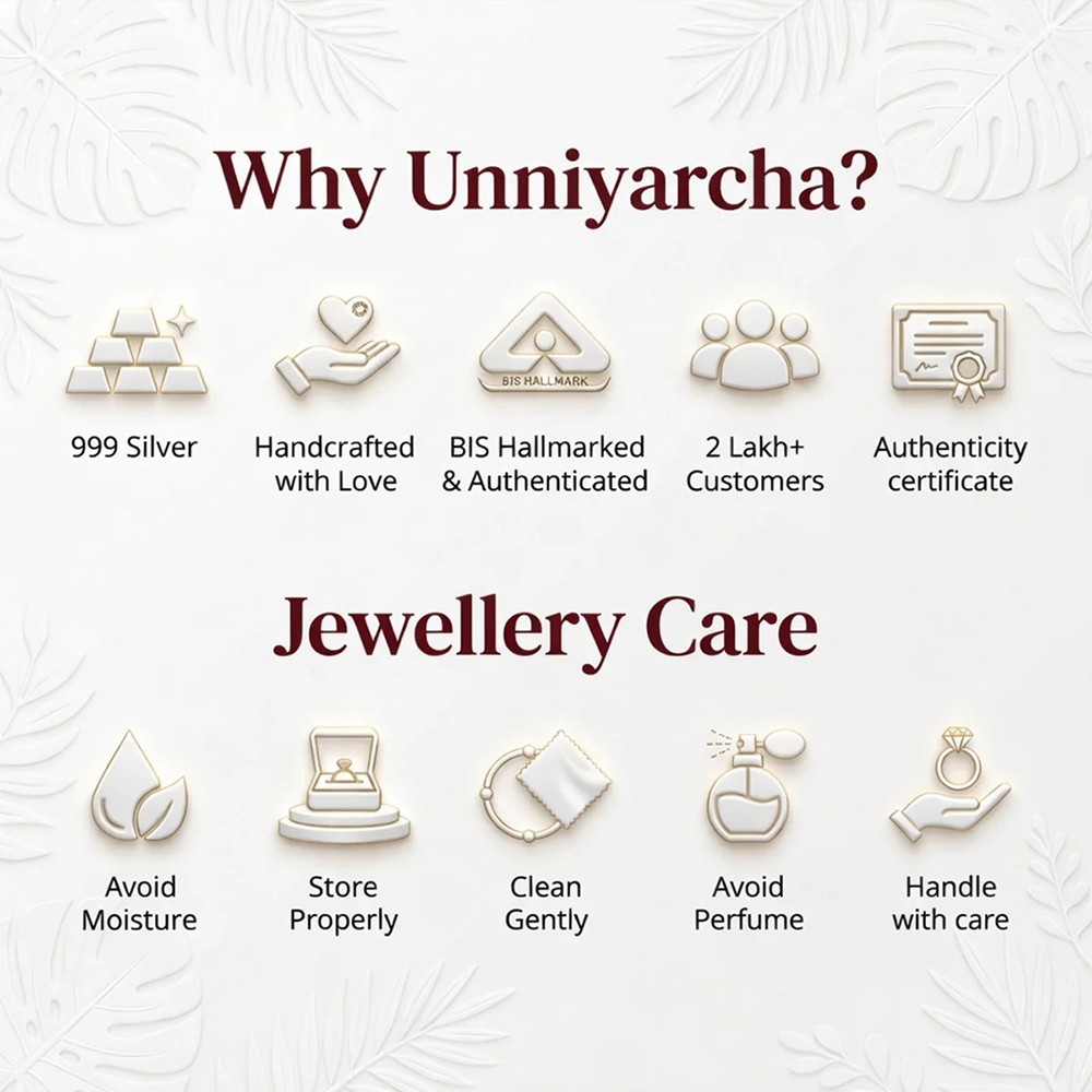 Unniyarcha 925 Sterling Silver Minimalist Mor Pankh Red Thread Rakhi with Chandan Tilak set