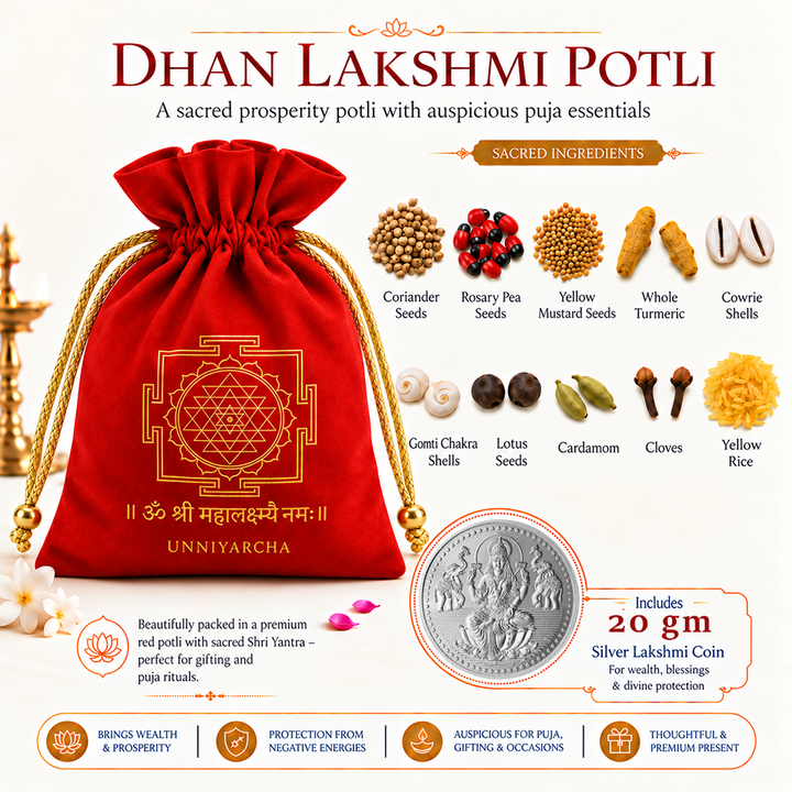 Kuber Dhan Lakshmi Potli with 999 Pure Silver Lakshmi Ganesh Coin