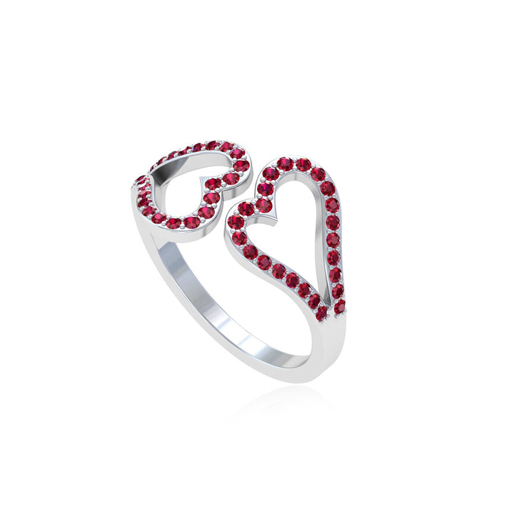 Silver Twin Heart Bloom Ring