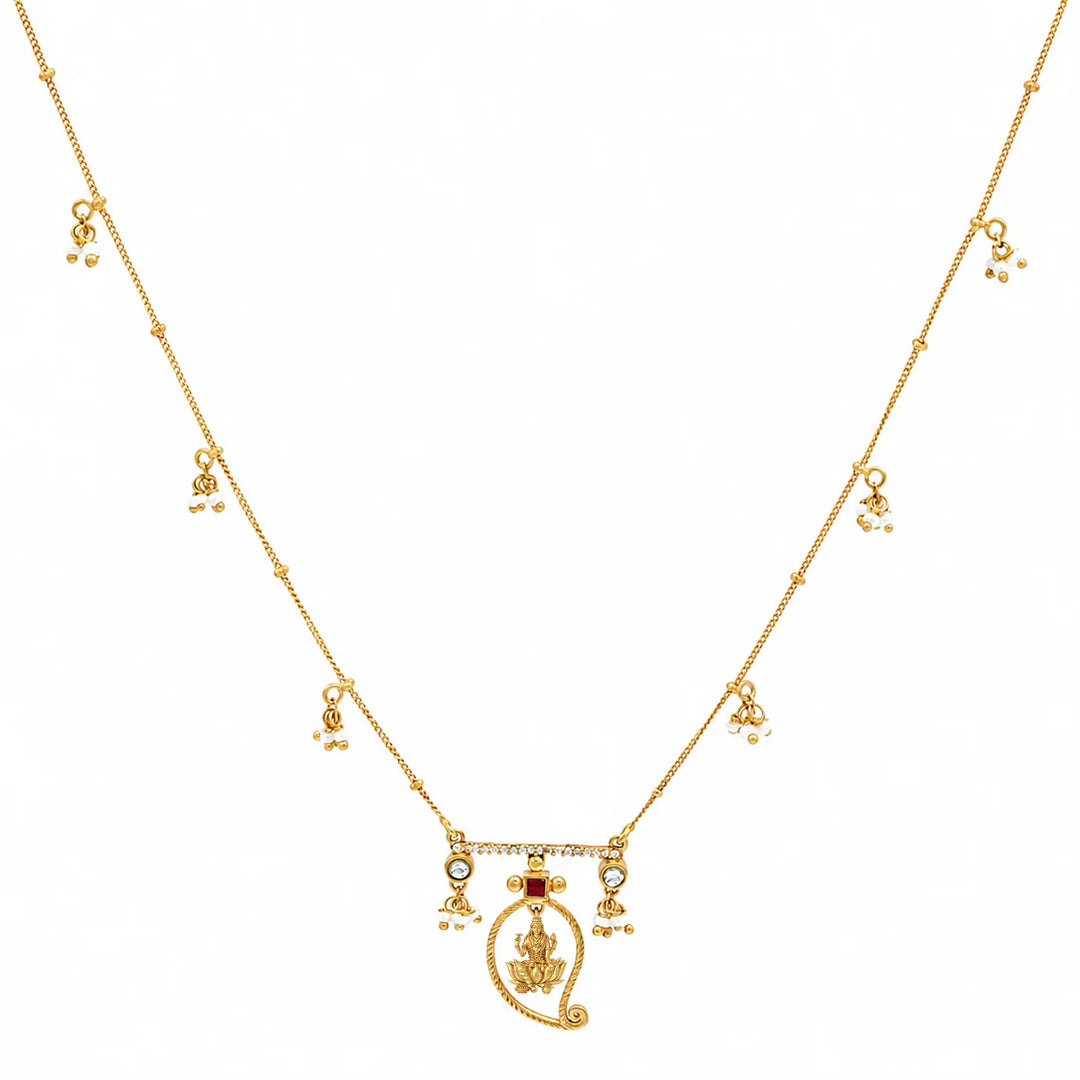 Unniyarcha 925 Silver Gold-Plated Manga Lakshmi Necklace