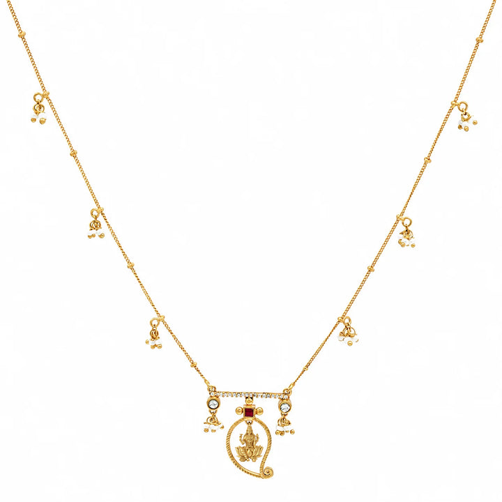 Unniyarcha 925 Silver Gold-Plated Manga Lakshmi Necklace