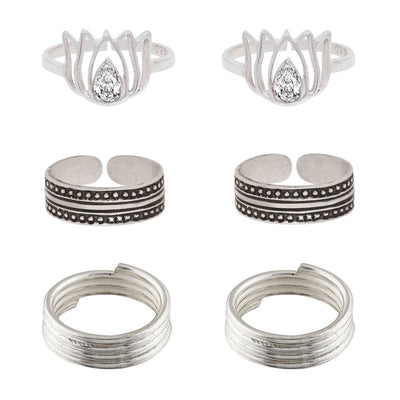 Set Of Three Silver Toe Rings (6)