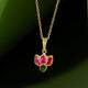 92.5 Silver Crimpson Kundan Lotus Necklace