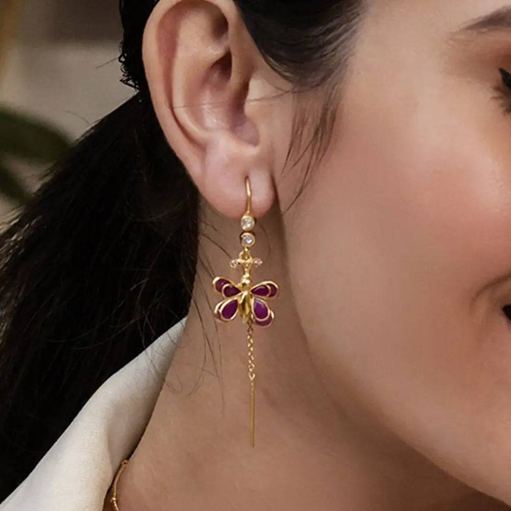 Paliwal Jewellers 22k (916) Metal Yellow Gold Sui Dhaga Earrings for Women,  Yellow : Amazon.in: Fashion