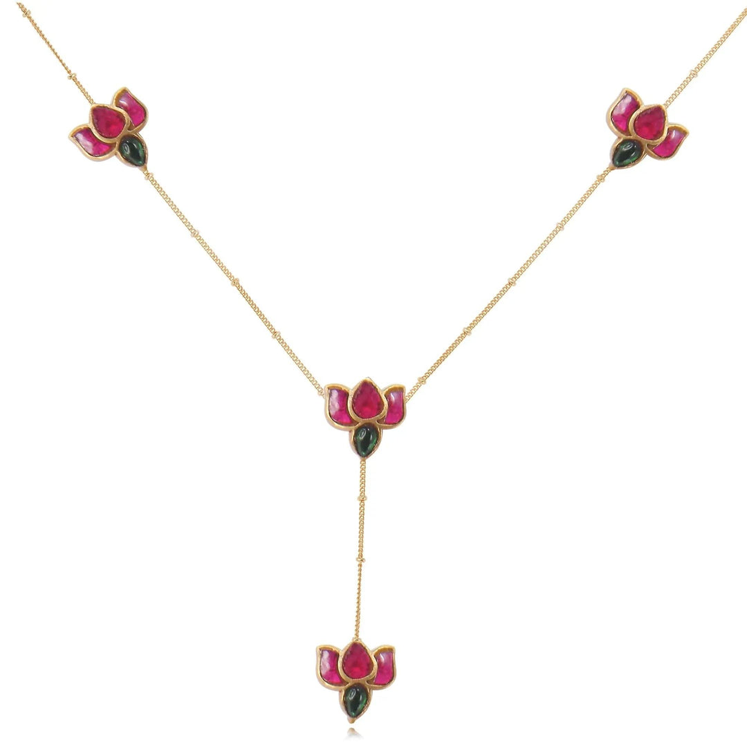 92.5 Silver Lotus Necklace Set