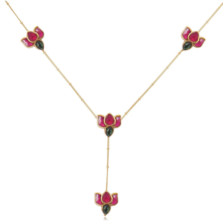 92.5 Silver Lotus Necklace Set