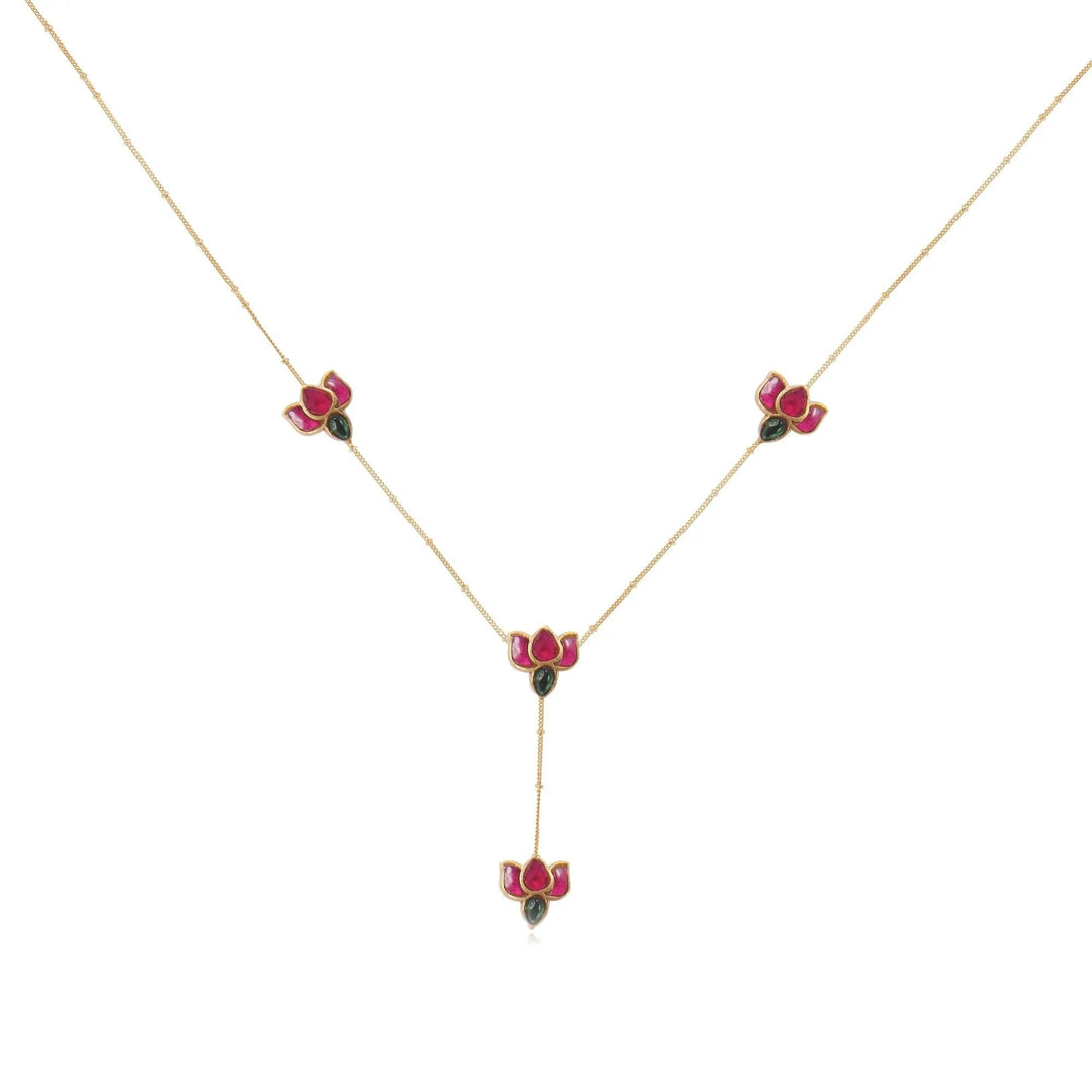 92.5 Silver Lotus Necklace Set