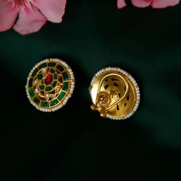 92.5 Silver Round Peacock Studs