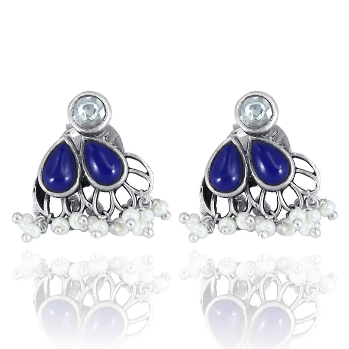 92.5 Silver Blue Stone Earring