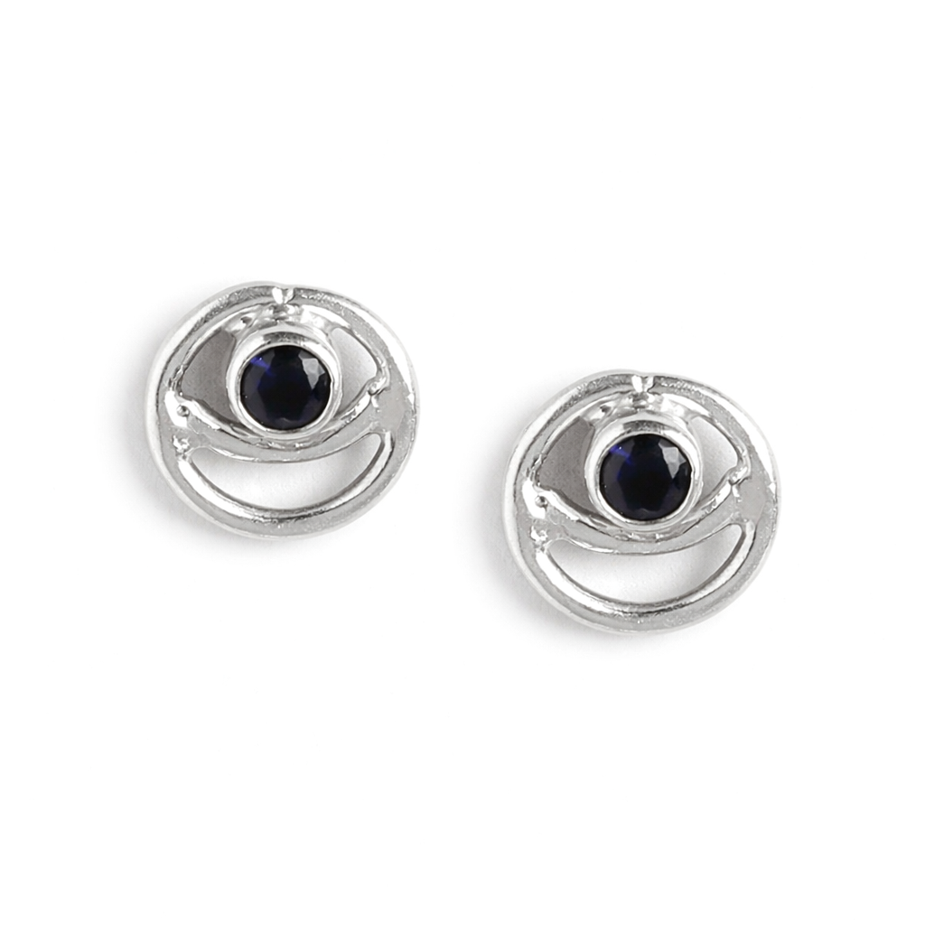 92.5 Silver Blue Spiral Stud Earrings