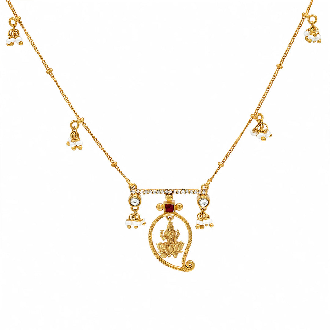 Unniyarcha 925 Silver Gold-Plated Manga Lakshmi Necklace