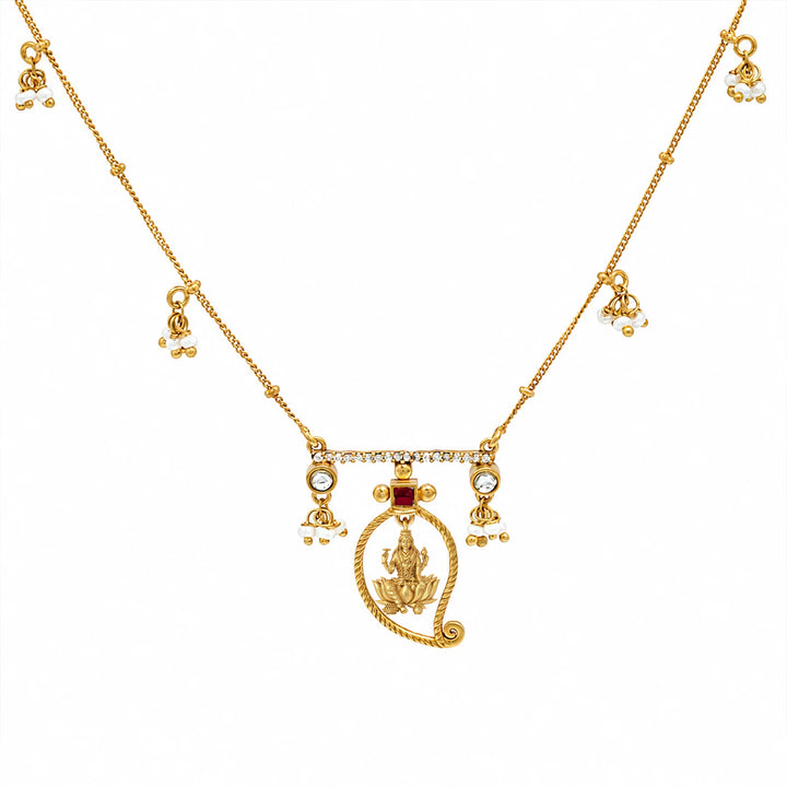Unniyarcha 925 Silver Gold-Plated Manga Lakshmi Necklace