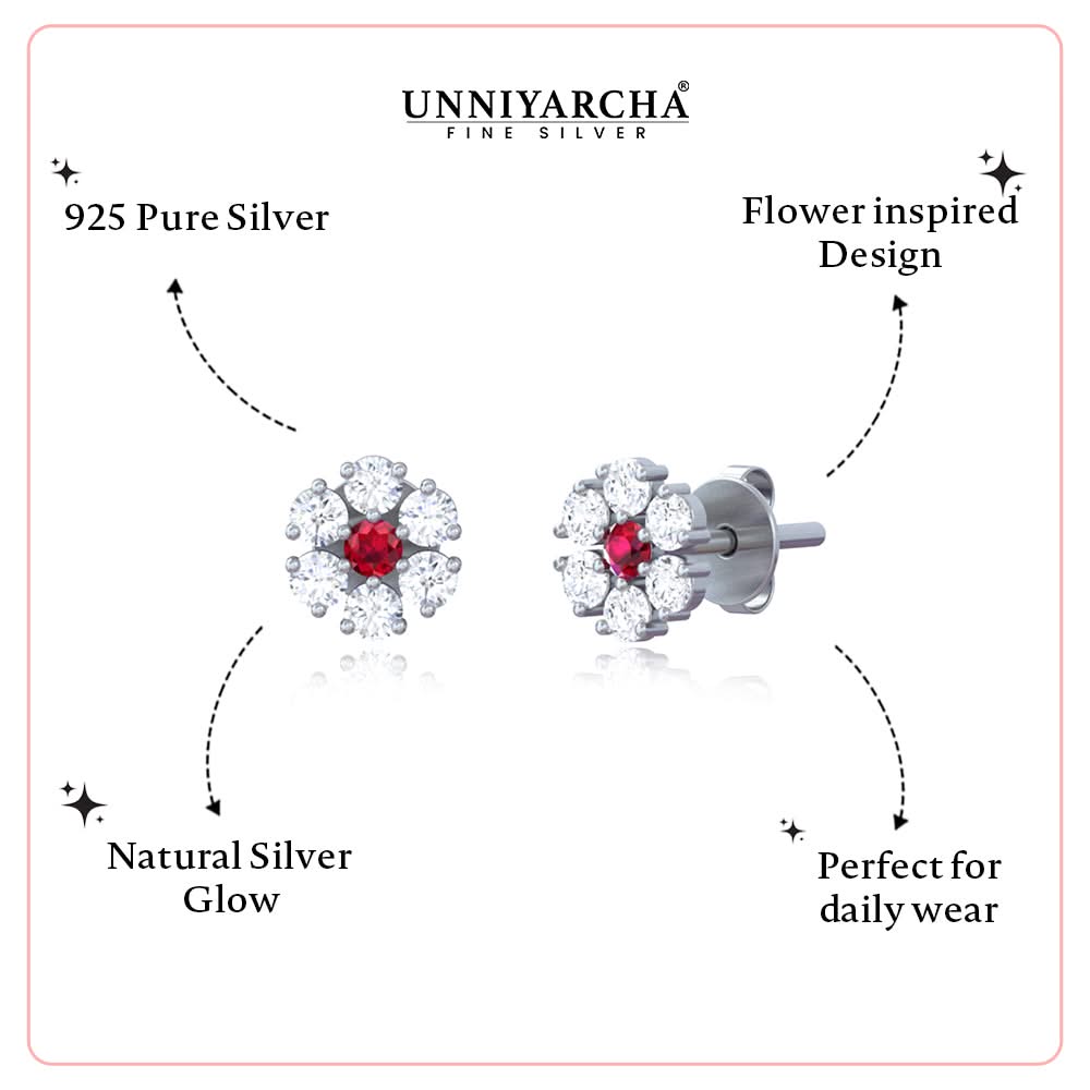 Unniyarcha Red Blossom Stud Earrings