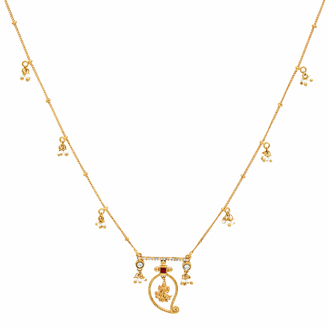 Unniyarcha 925 Silver Gold-Plated Manga Lakshmi Necklace