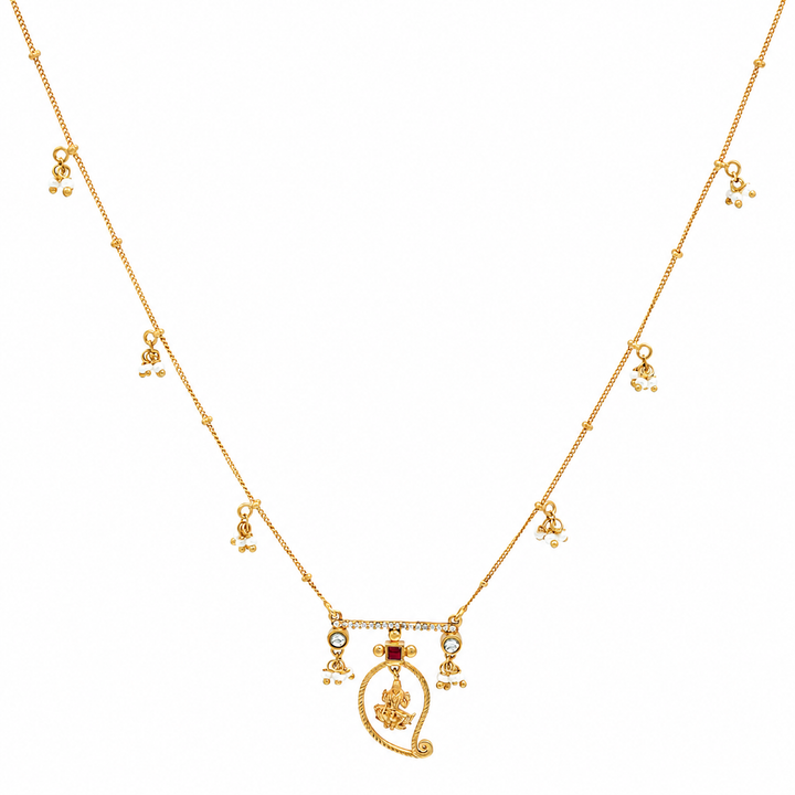 Unniyarcha 925 Silver Gold-Plated Manga Lakshmi Necklace