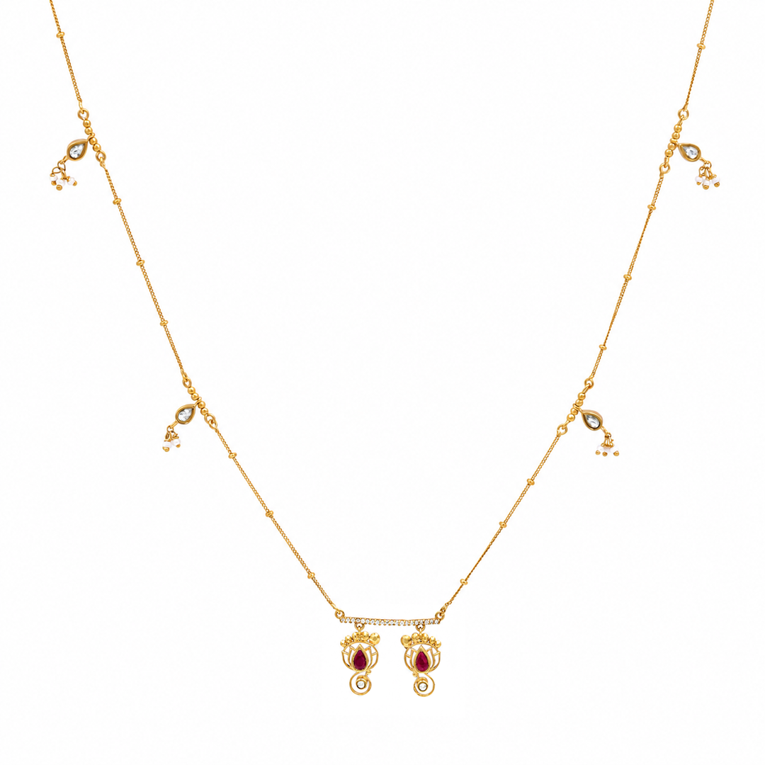 Unniyarcha 925 Silver Gold-Plated Lakshmi Charan Necklace