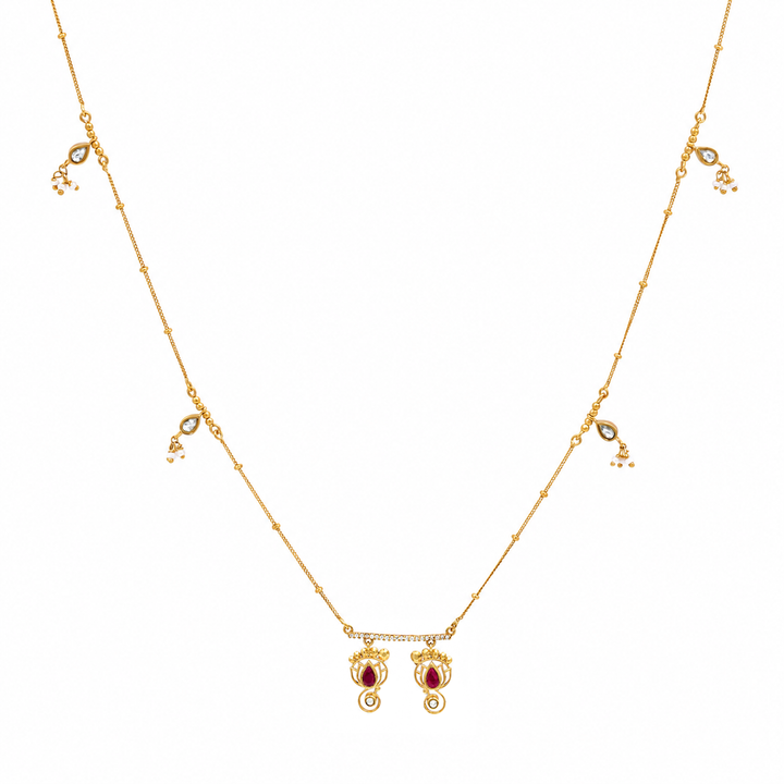 Unniyarcha 925 Silver Gold-Plated Lakshmi Charan Necklace
